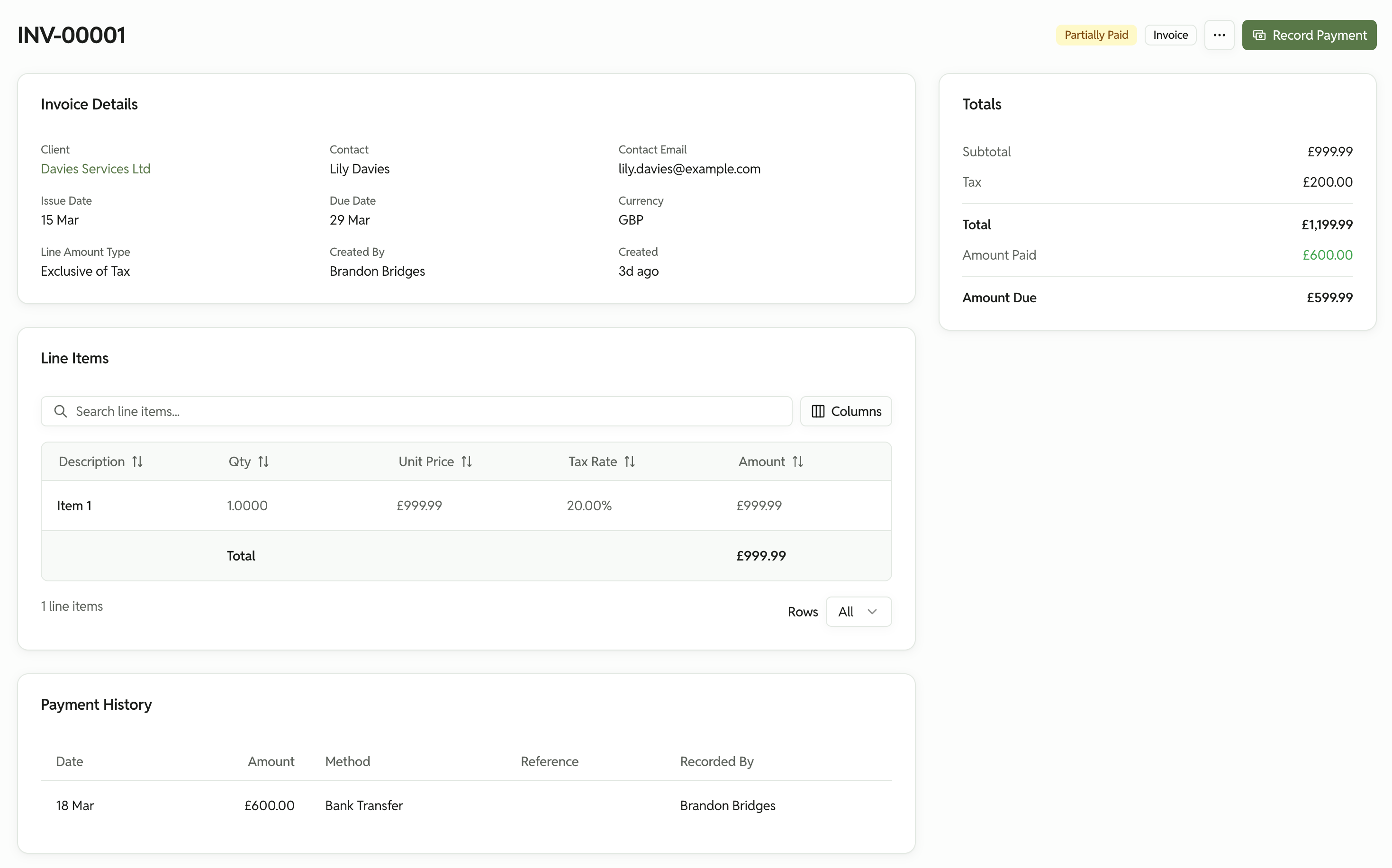 Invoicing